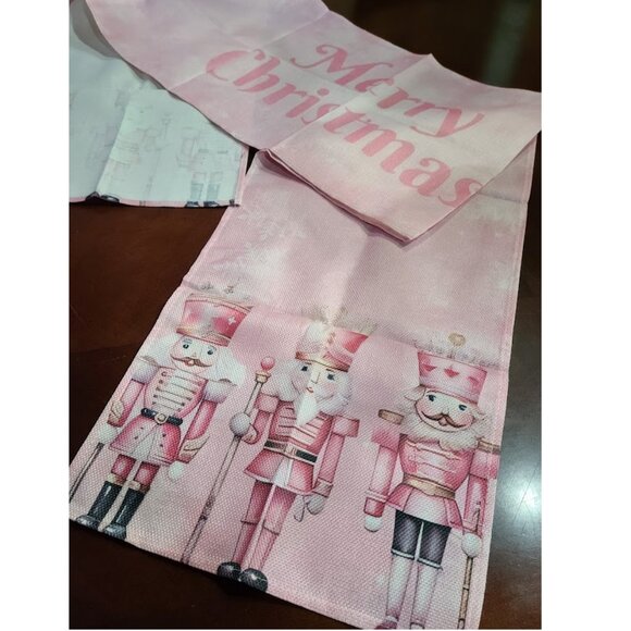 Nutcracker Table Runner Pink Christmas Decor Holiday Decoration Decorative Cloth - Picture 4 of 7